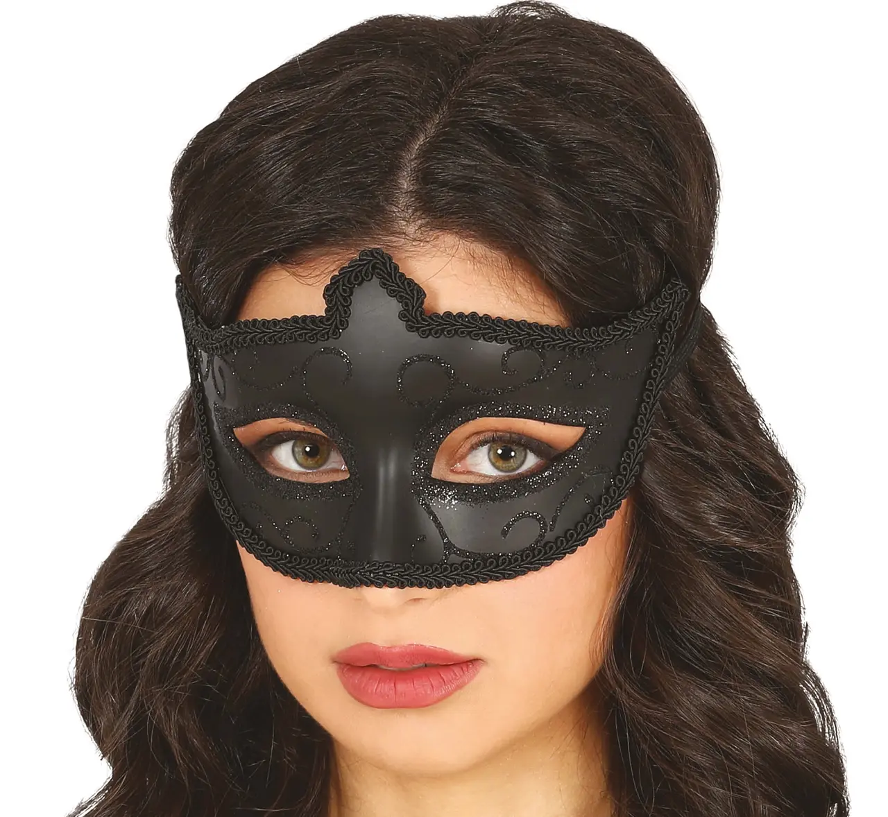 Sort maske med glimmer
