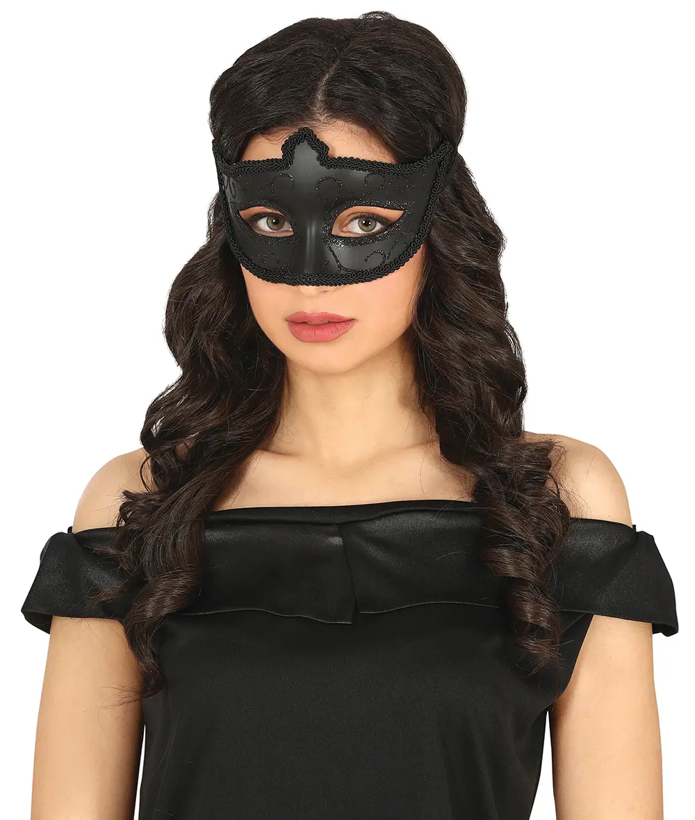 Sort maske med glimmer