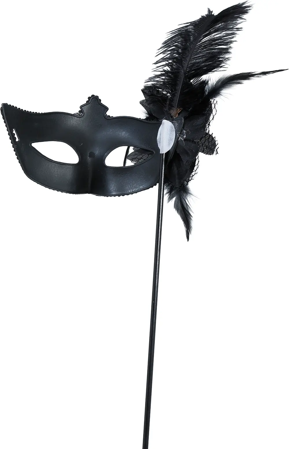 Sort maske med skaft til voksne