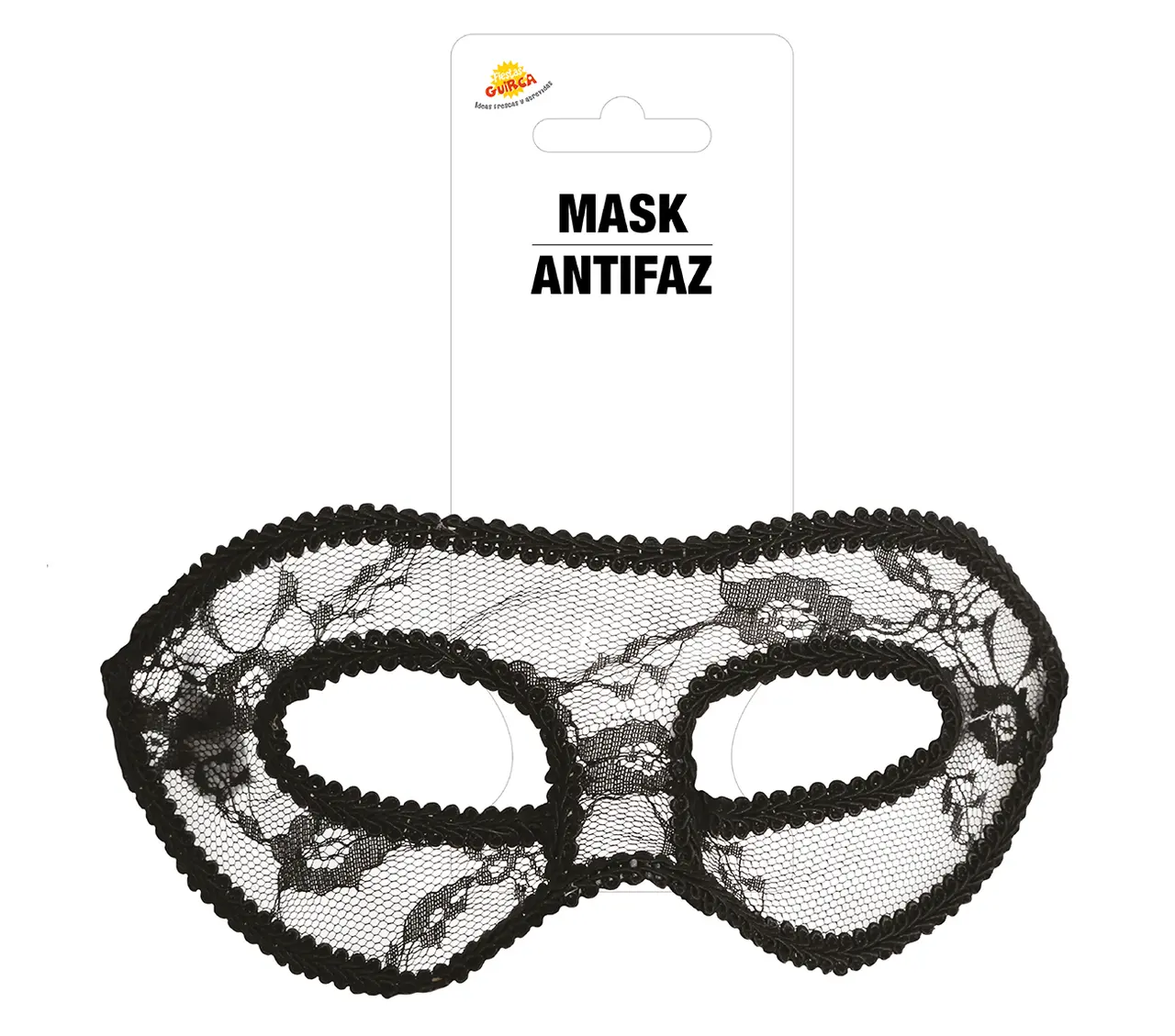 Sort maske, ca. 18,4 cm
