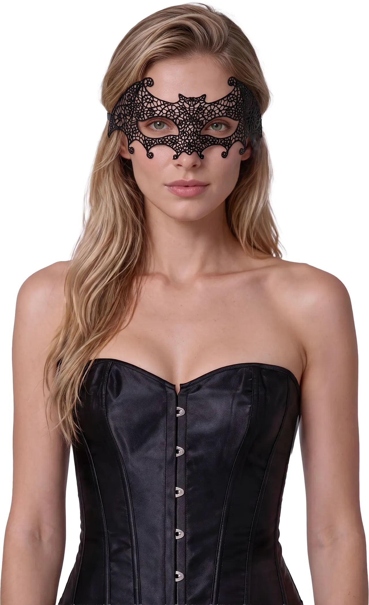 Sort broderet flagermusmaske