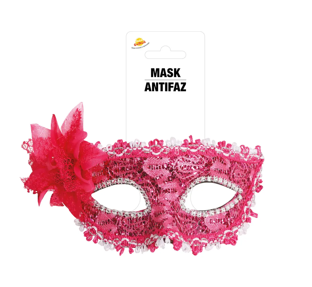 Fuchsiafarvet maske med blomster