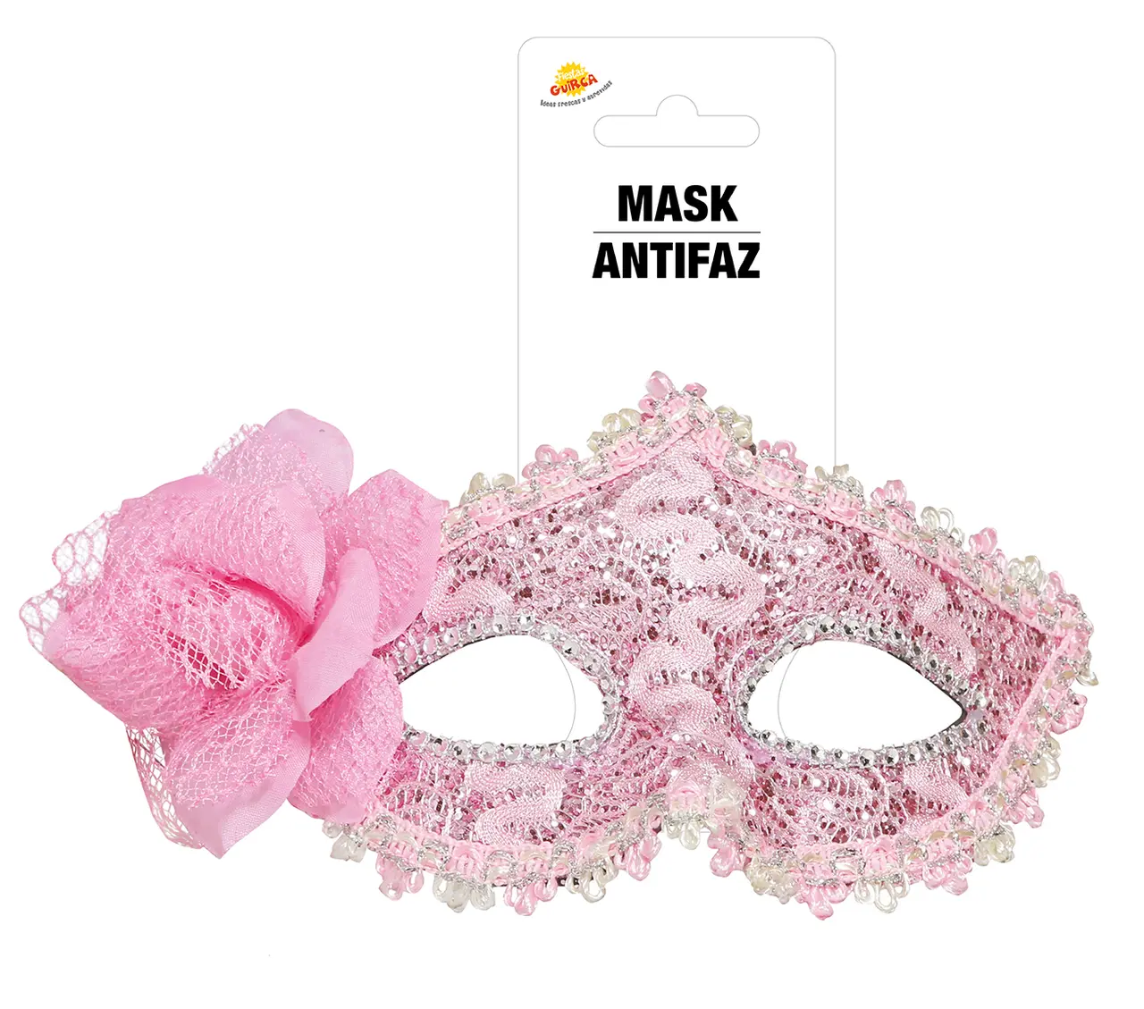 Lyserød maske med blomster