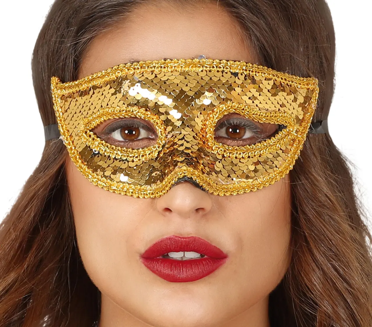 Maske med guldpailletter