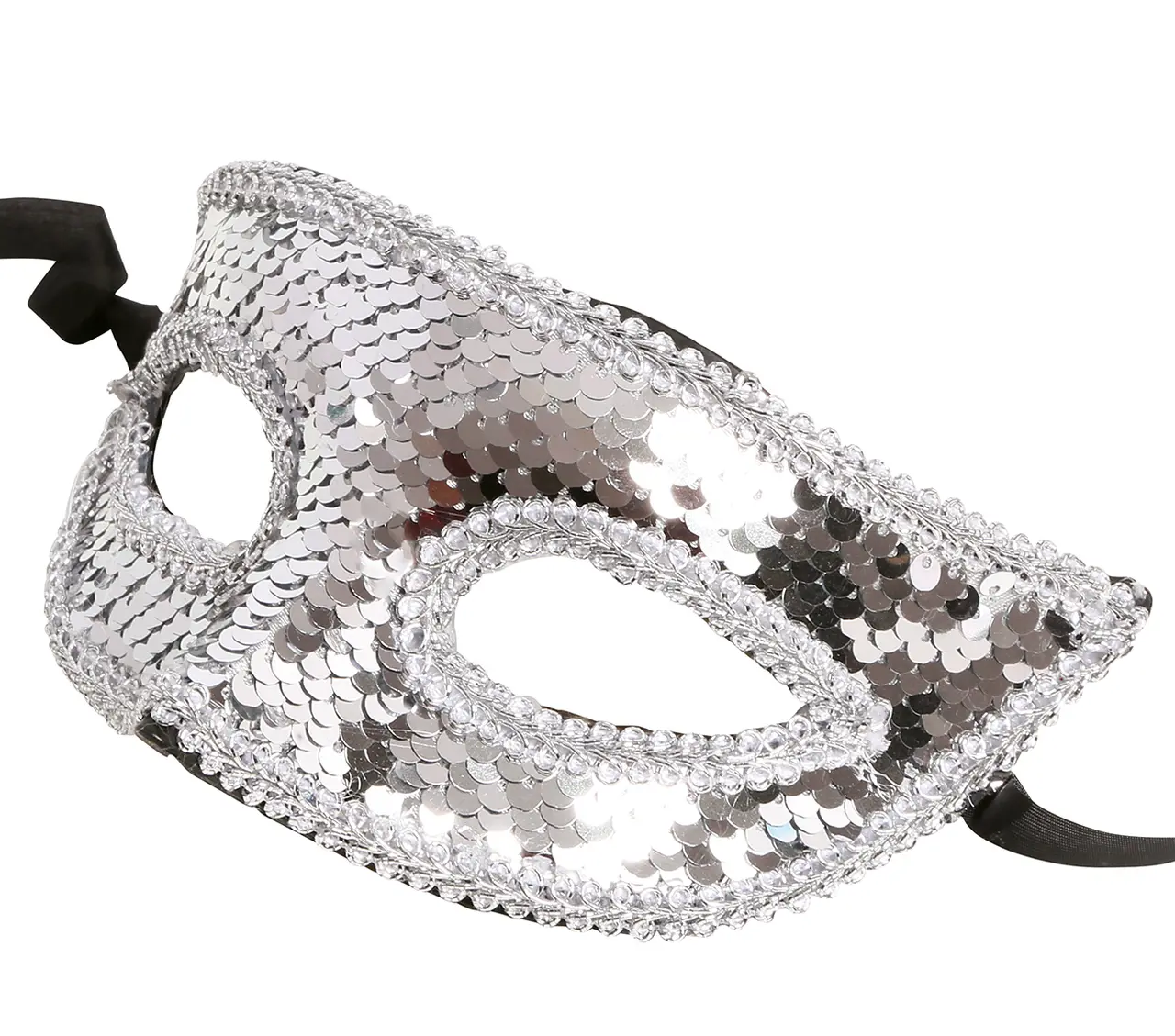 Maske med sølvpailletter