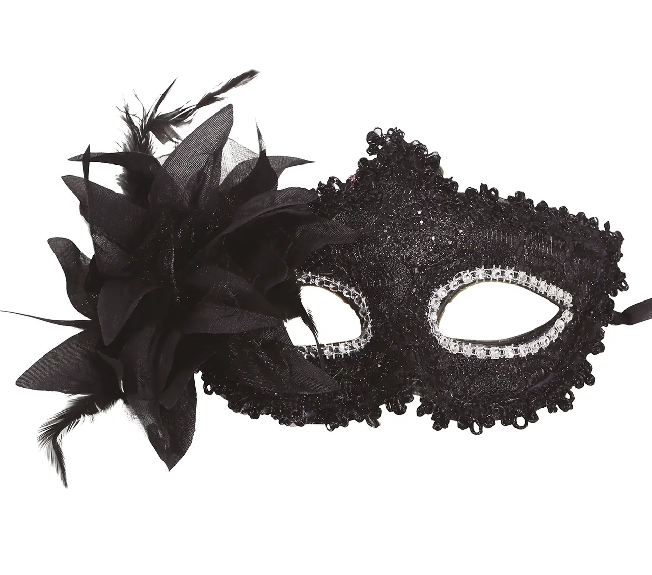 Sort maske med blomster