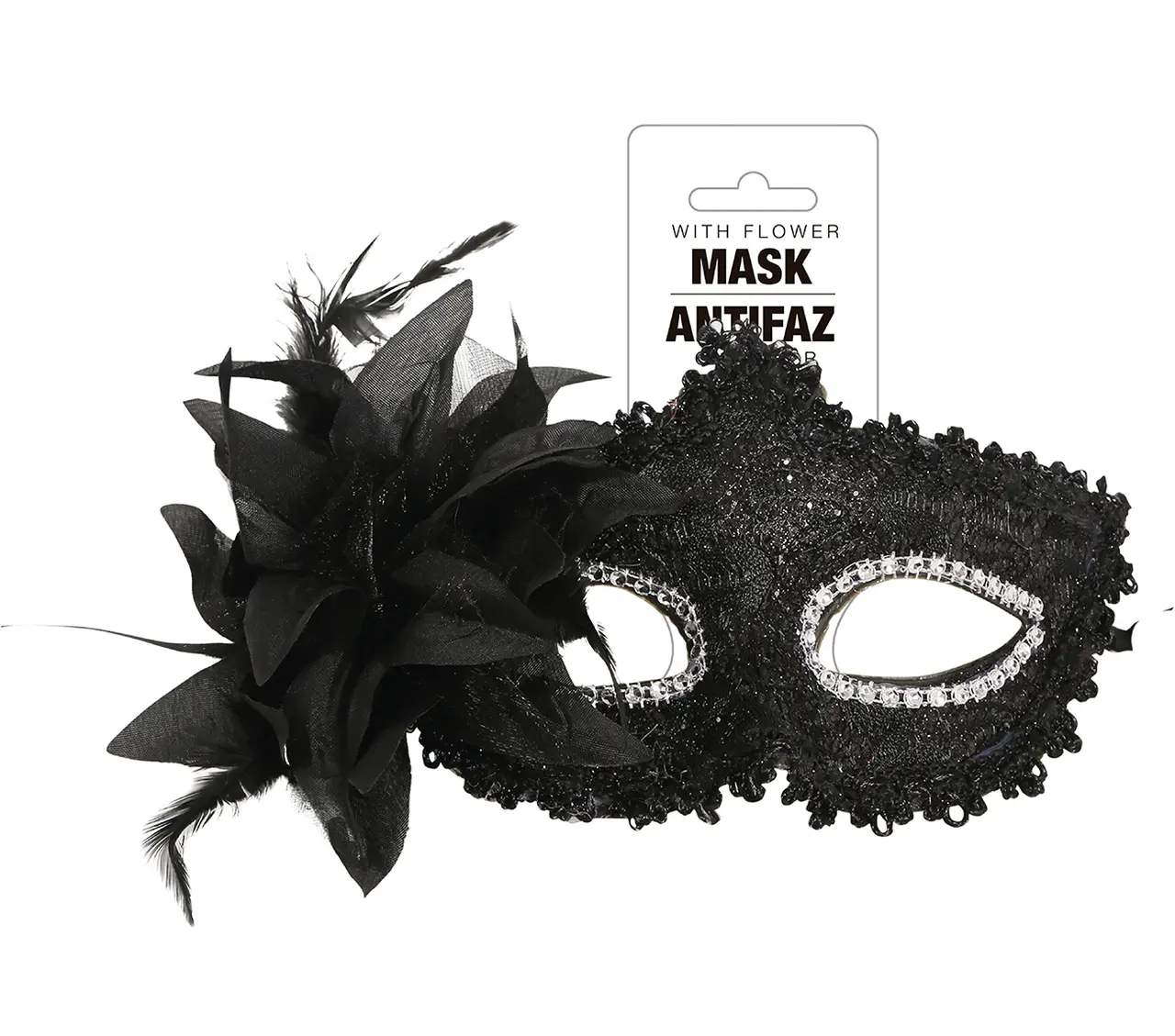 Sort maske med blomster