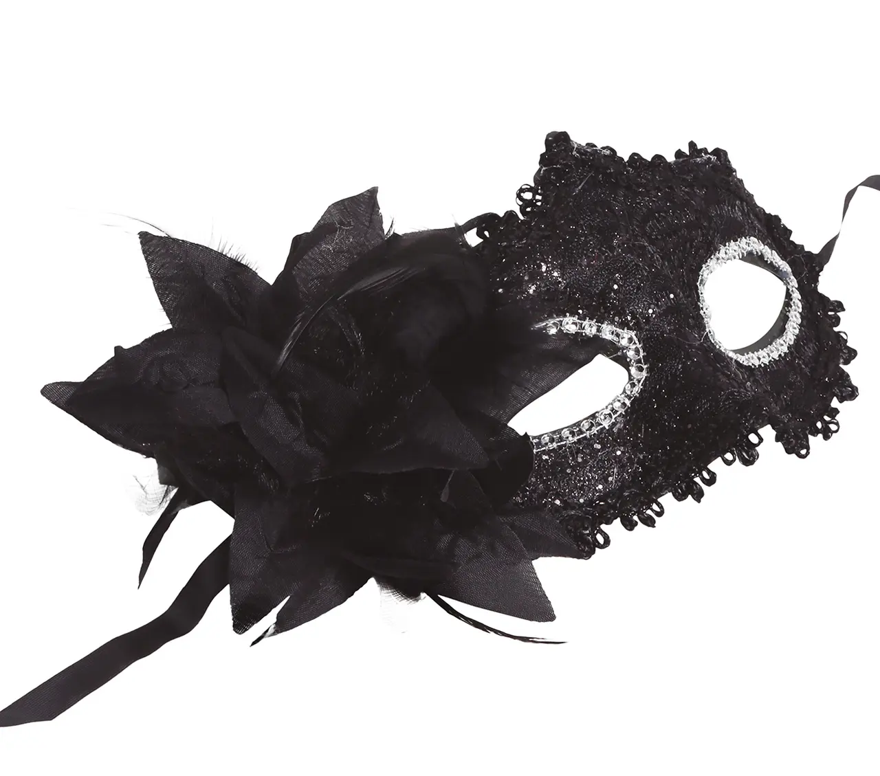 Sort maske med blomster