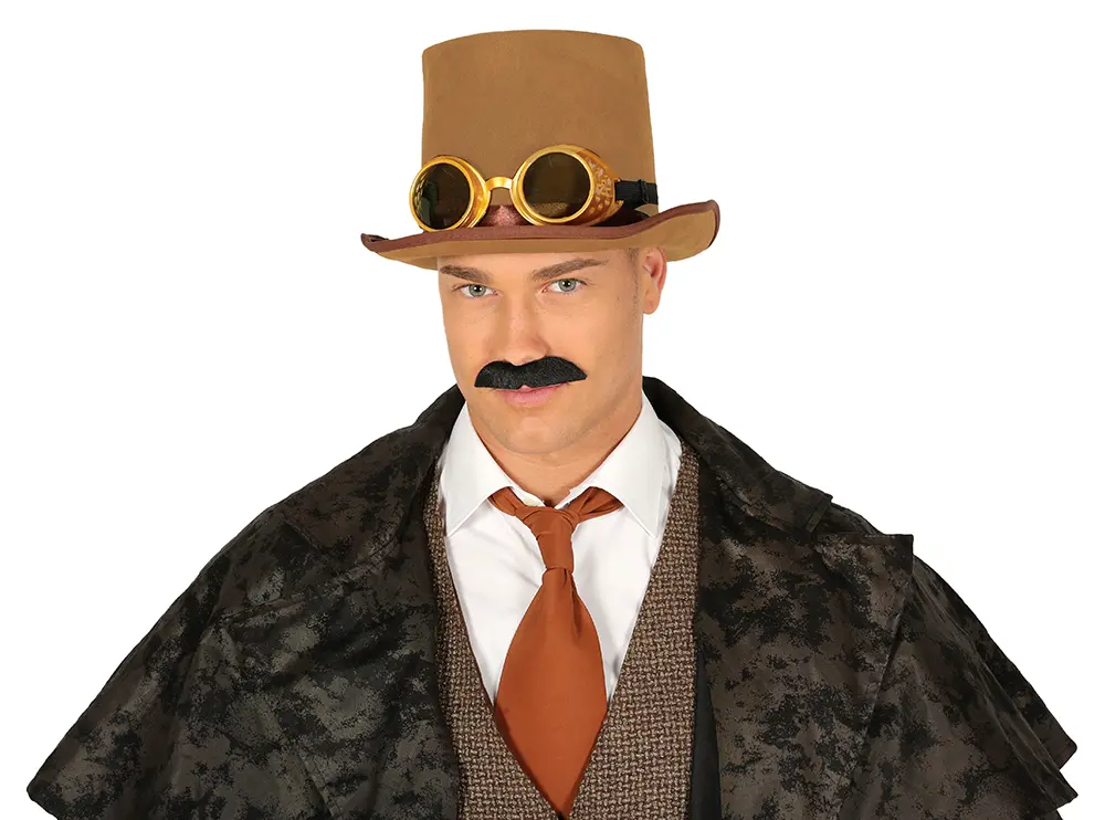 Steampunk-hat med briller, fløjl