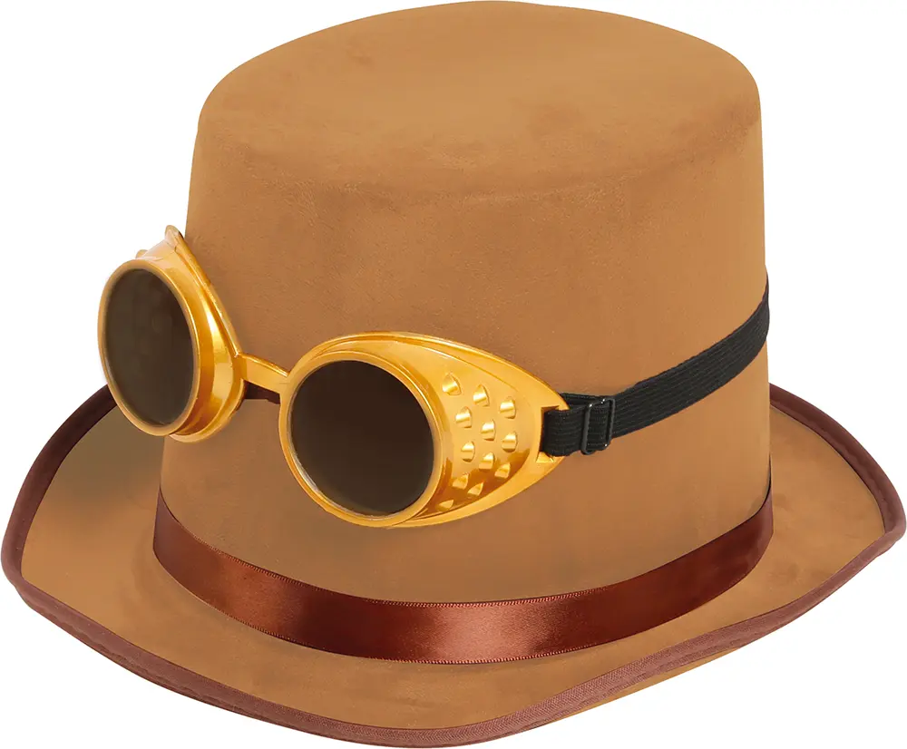 Steampunk-hat med briller, fløjl