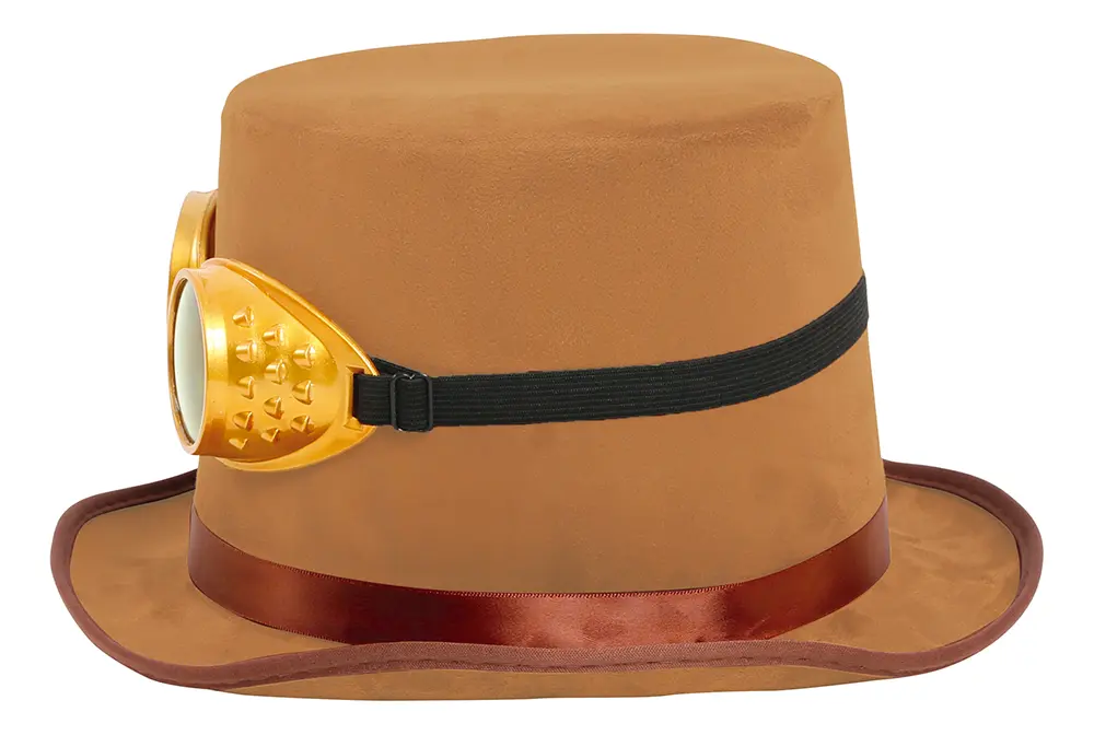Steampunk-hat med briller, fløjl