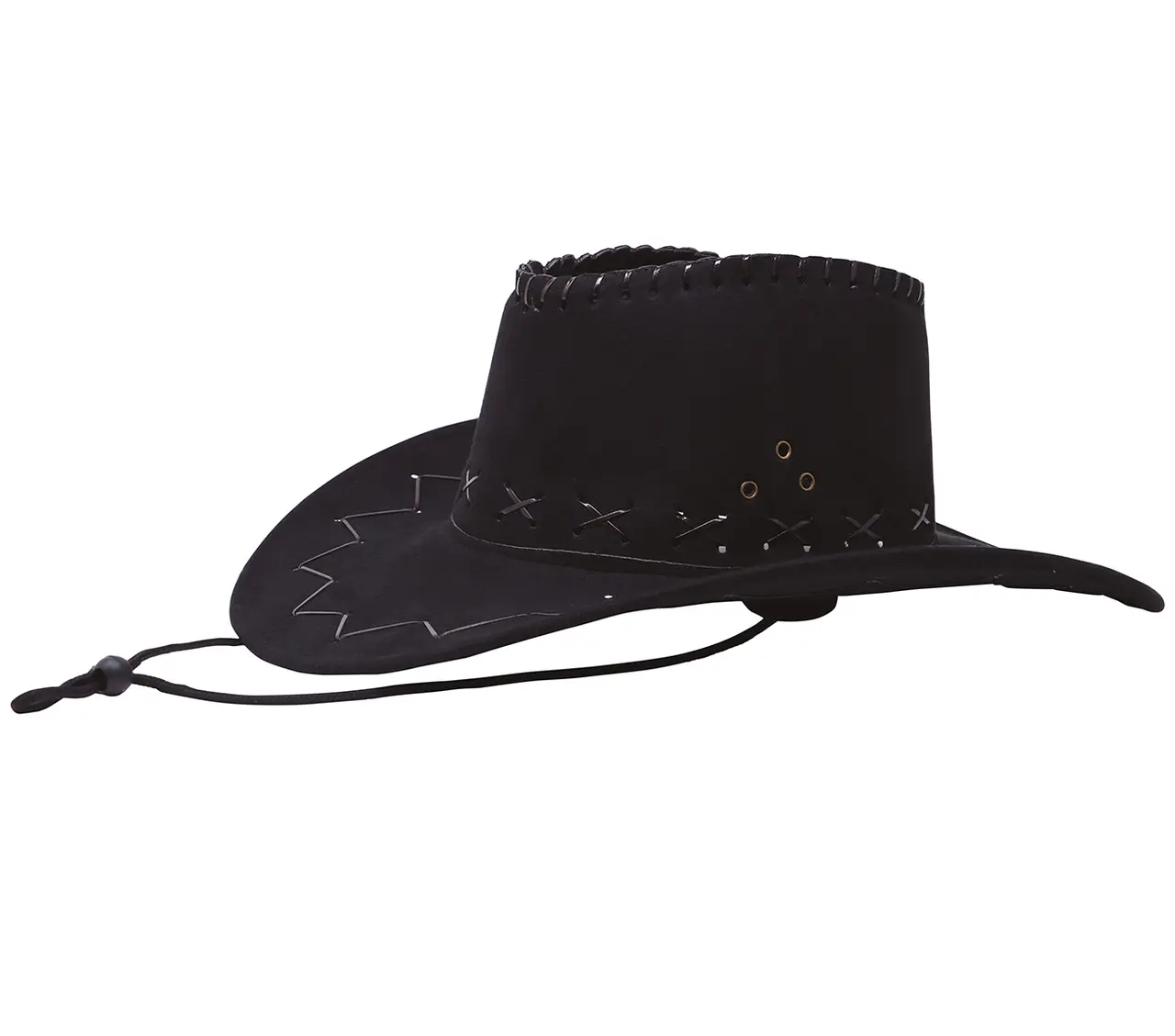 Sort cowboyhat i kunstlæder