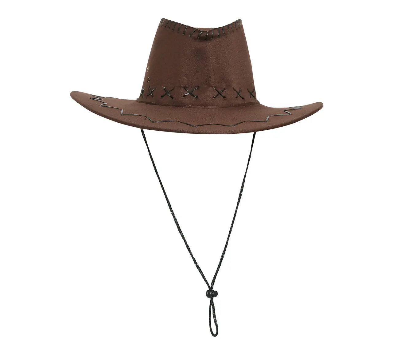 Brun cowboyhat i kunstlæder, ca. 36,8 cm