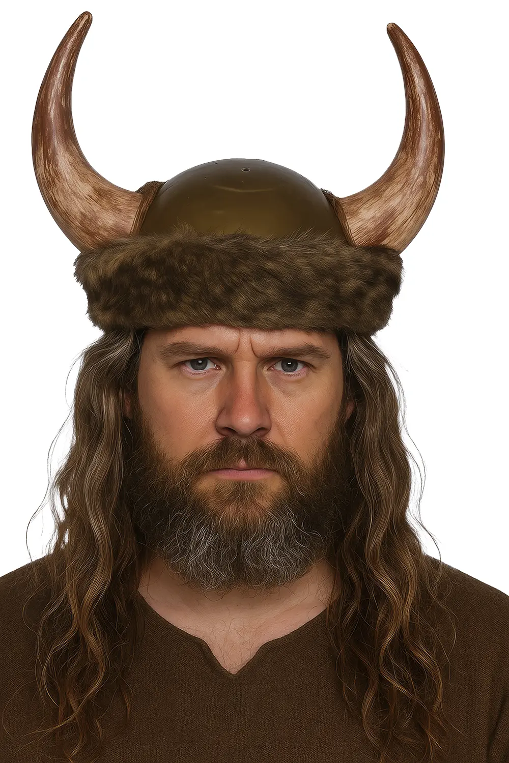 Vikingehjelm med skind