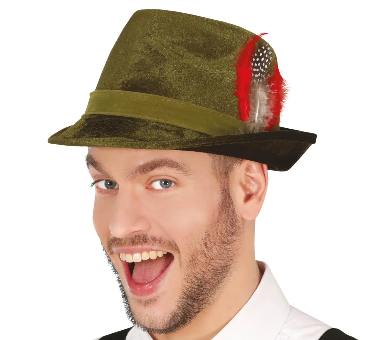 Tyrolerhat med fjer, fløjl