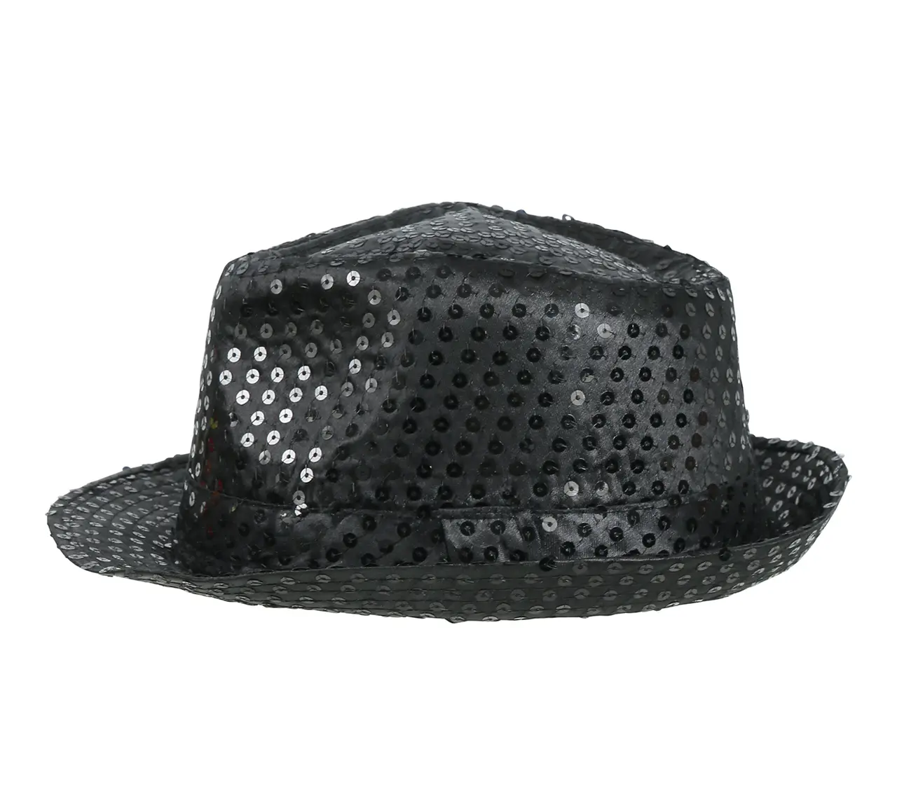Sort gangsterhat med pailletter