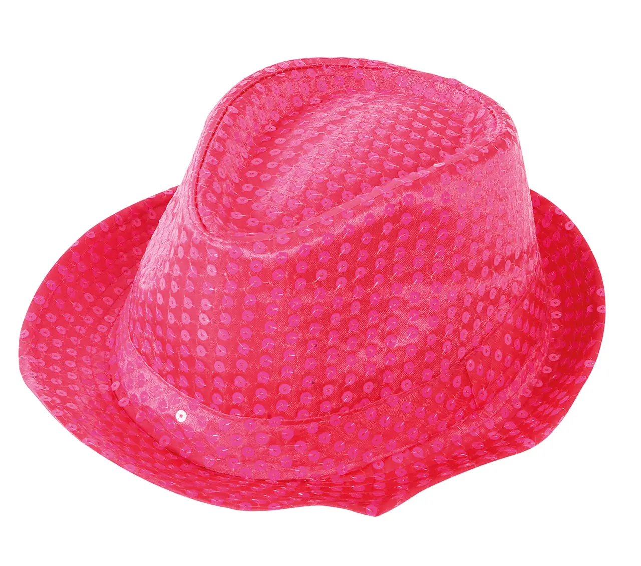 Neonpink gangsterhat med pailletter