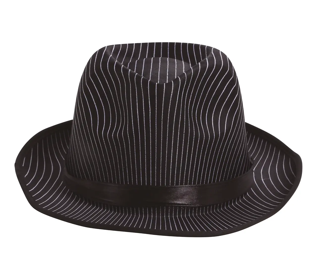 Sort stribet gangsterhat, ca. 31,3 cm