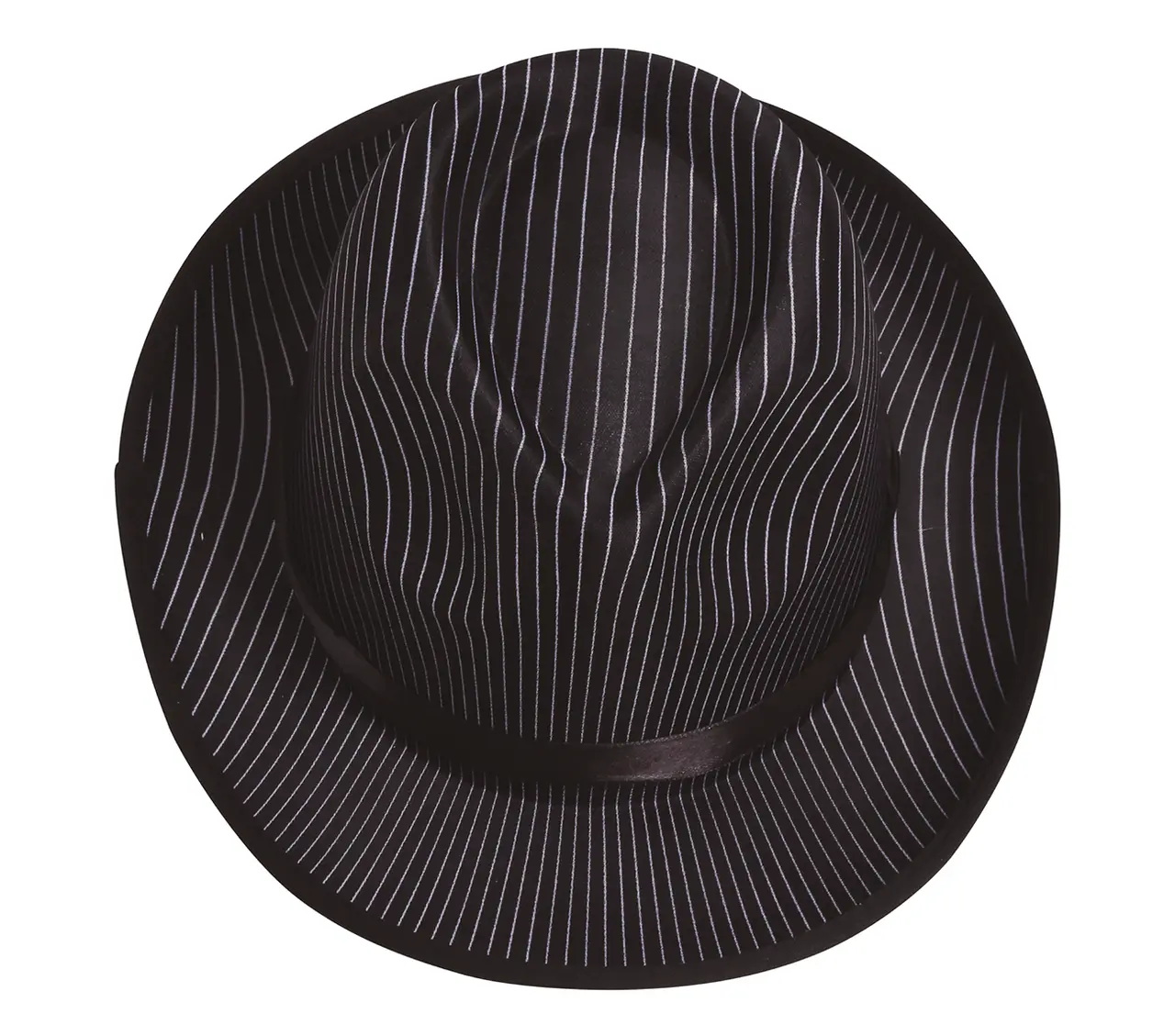 Sort stribet gangsterhat, ca. 31,3 cm