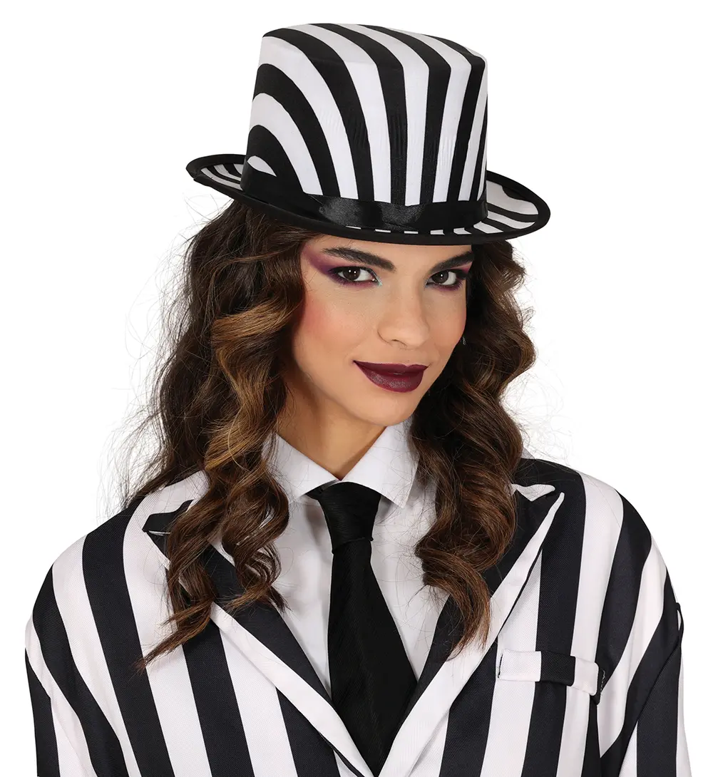 Sort- og hvidstribet hat