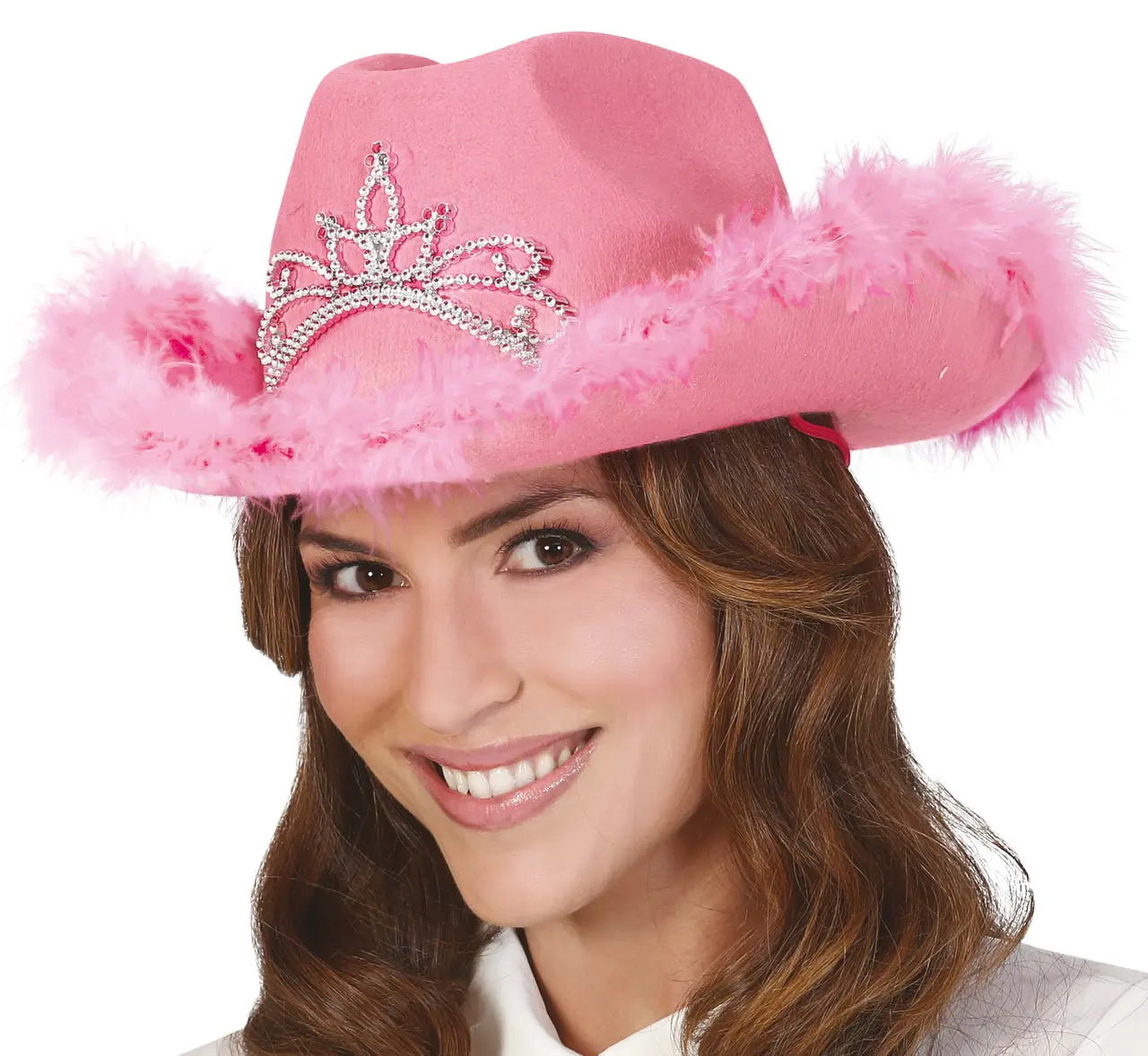 Lyserød cowboyhat med hattebånd