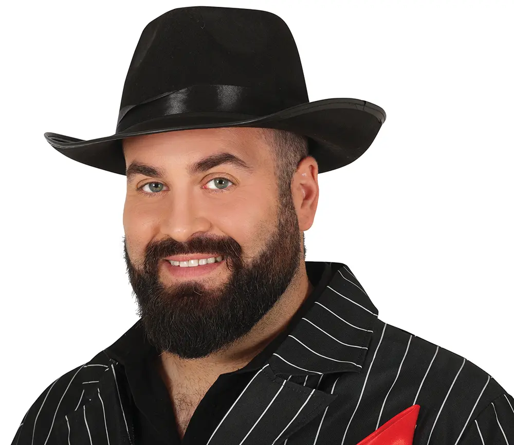 Sort gangsterhat med sort bånd