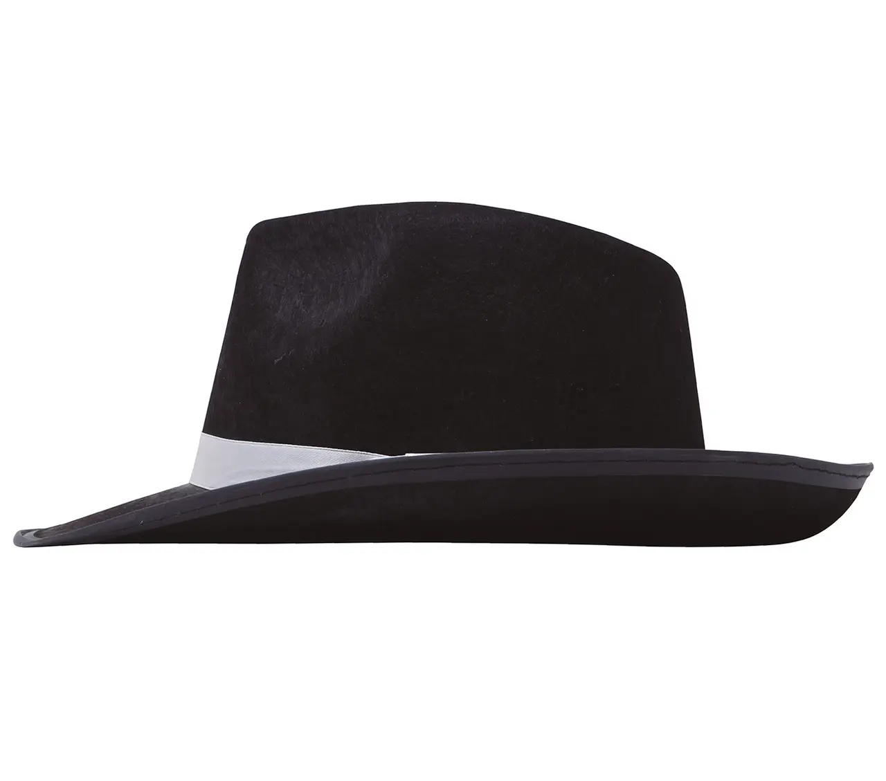 Sort gangsterhat med hvidt bånd