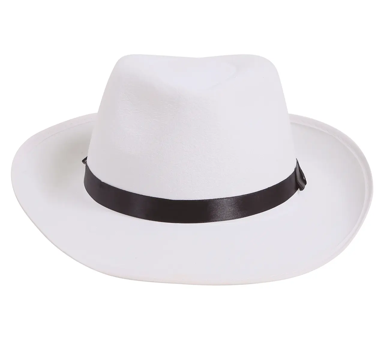 Hvid gangsterhat med sort bånd