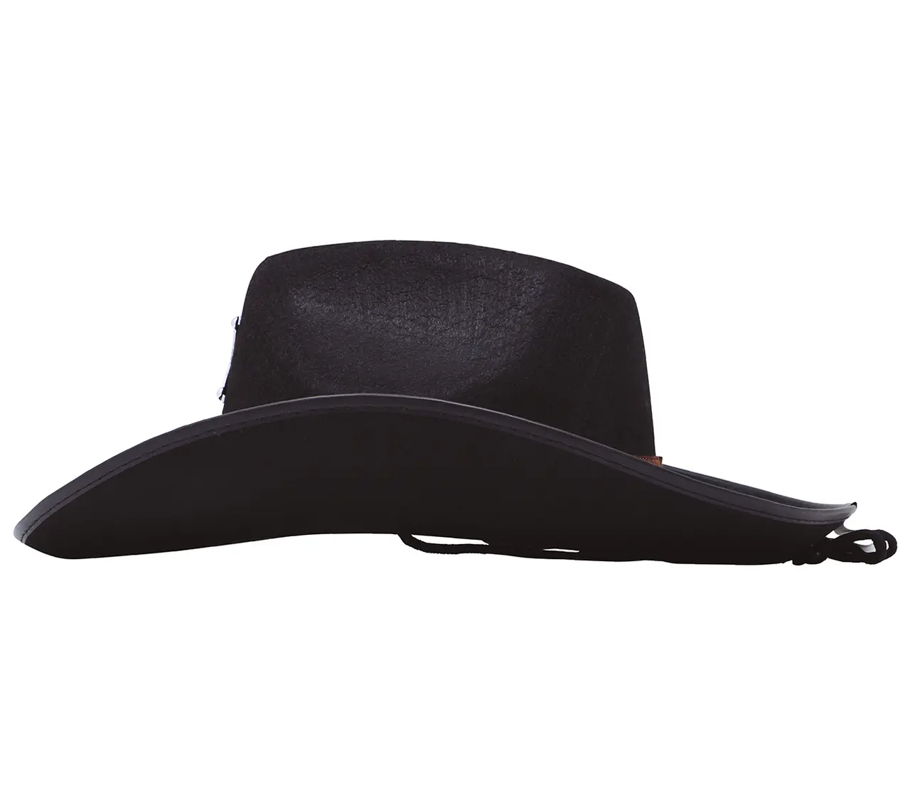 Sort sheriffhat i filt, ca. 35,6 cm
