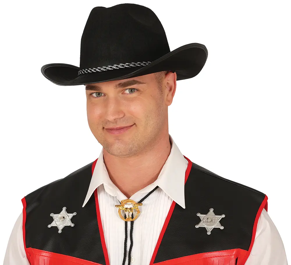 Sort cowboyhat i filt