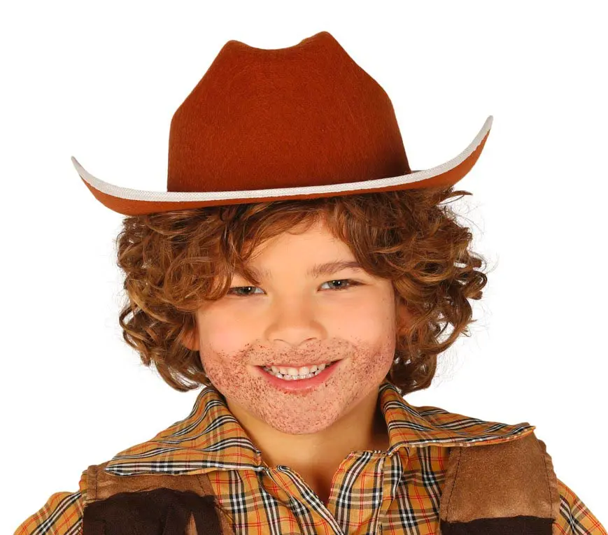 Brun cowboyhat i filt til børn, ca. 31,8 cm