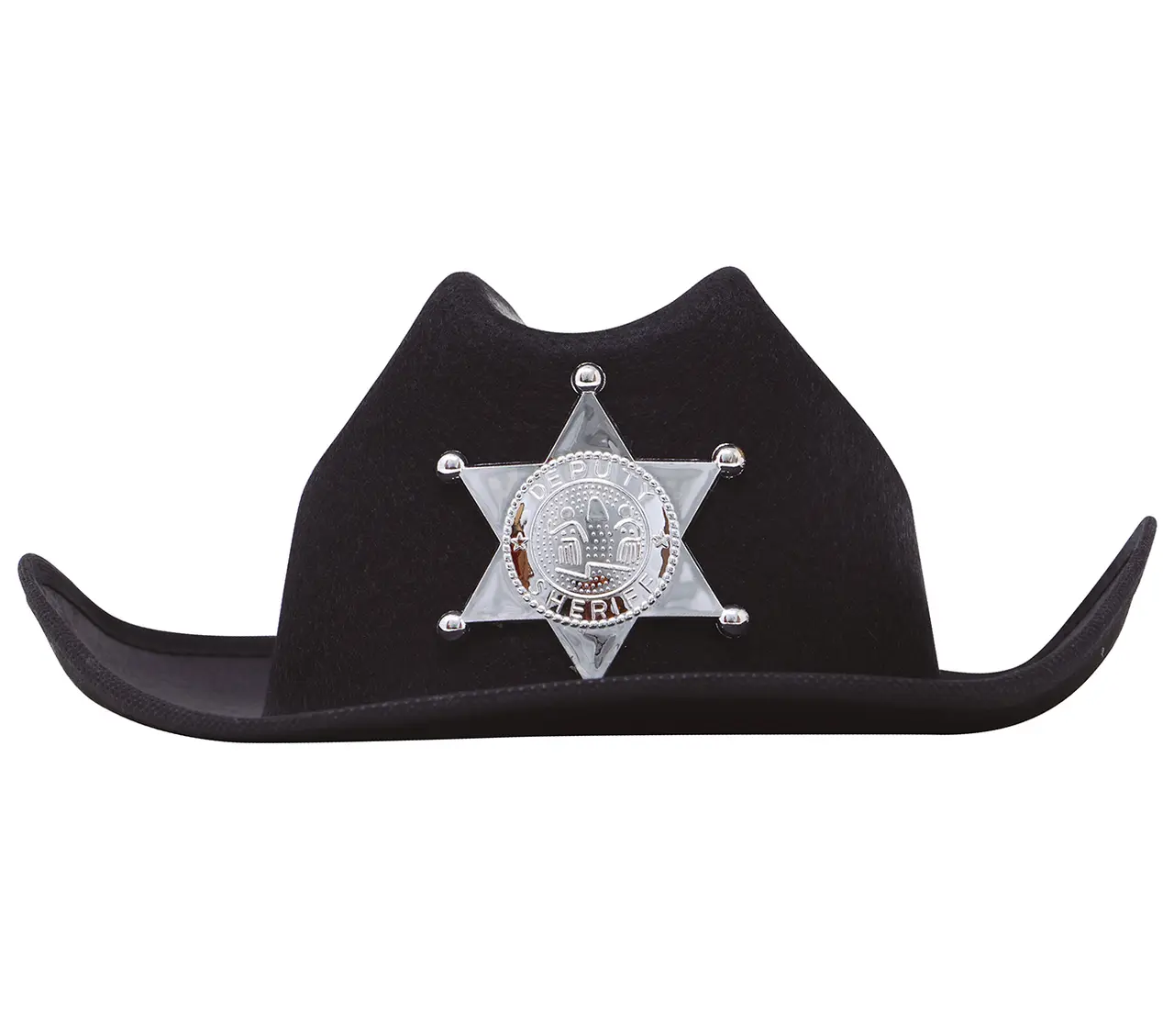 Sort sheriffhat i filt til børn