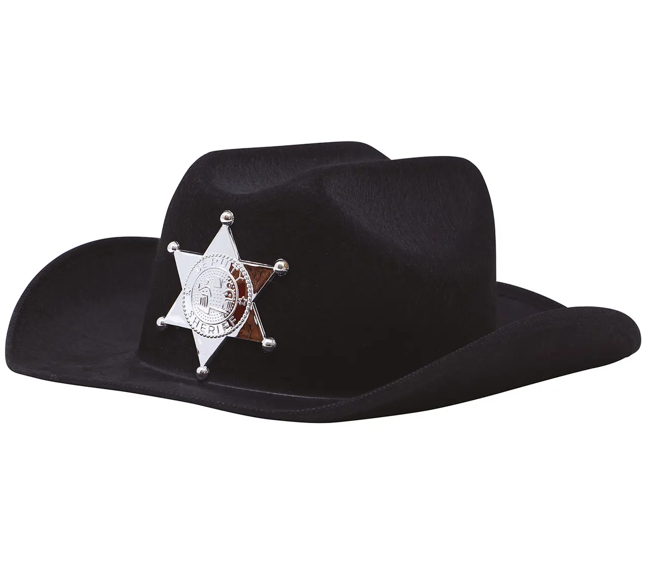 Sort sheriffhat i filt til børn