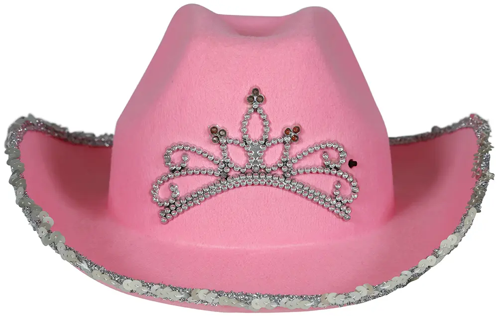 Lyserød cowboyhat i filt, til børn