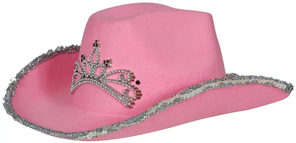 Lyserød cowboyhat i filt, til voksne