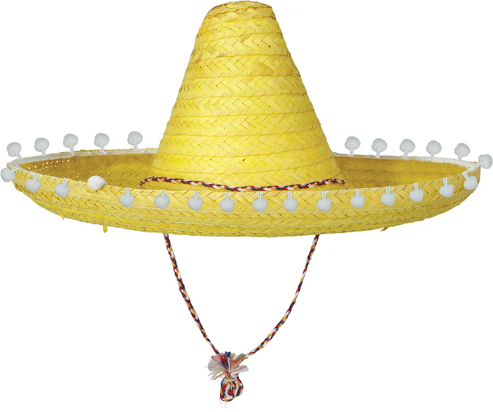 Mexicansk stråhat 45 cm, gul