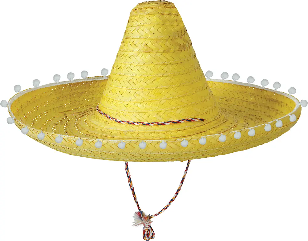 Mexicansk stråhat 45 cm, gul