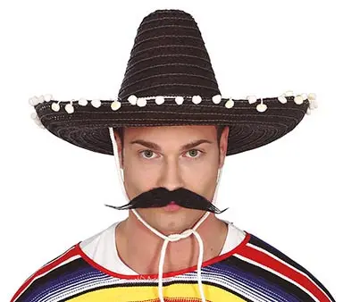 Mexicansk stråhat 45 cm, sort