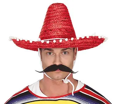 Mexicansk stråhat 45 cm, rød