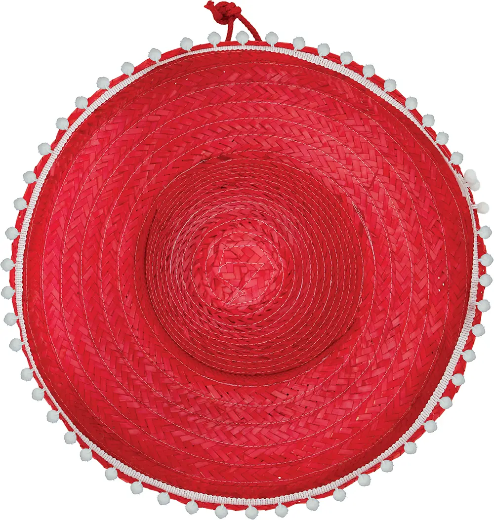 Mexicansk stråhat 45 cm, rød