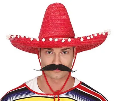 Mexicansk stråhat 50 cm, rød