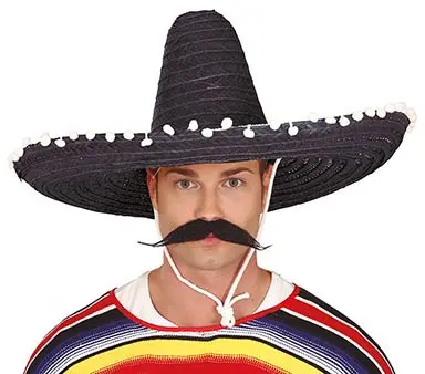 Mexicansk stråhat 60 cm, sort