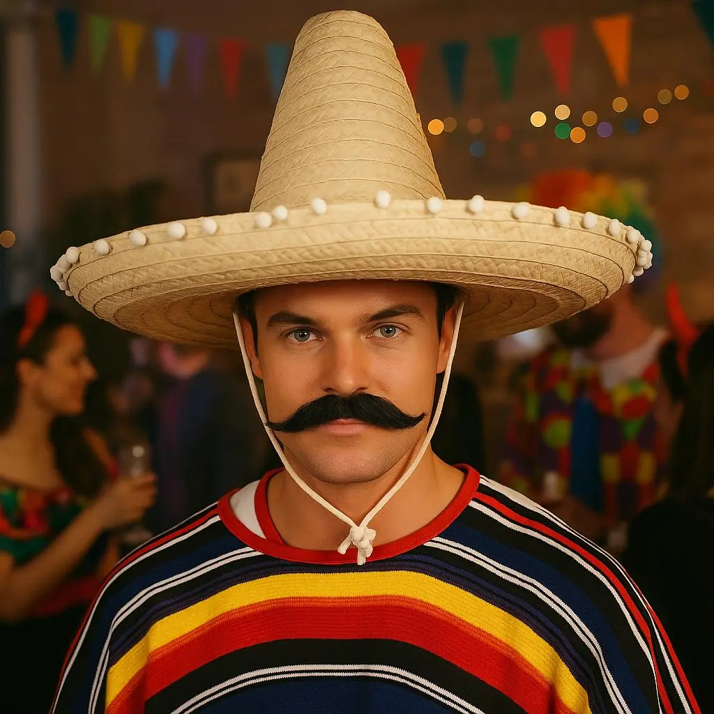 Mexicansk stråhat 60 cm, stråfarvet