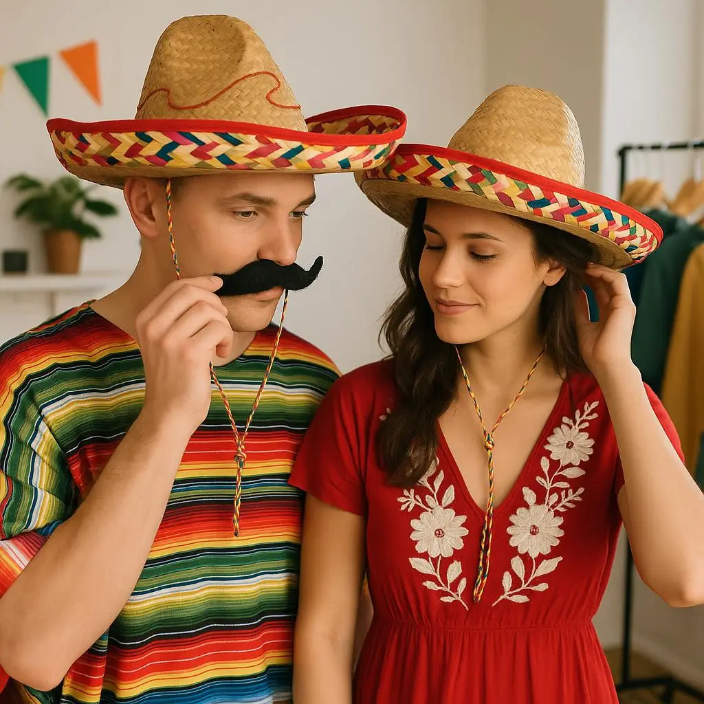Mexicansk stråhat, 50 cm, mørk