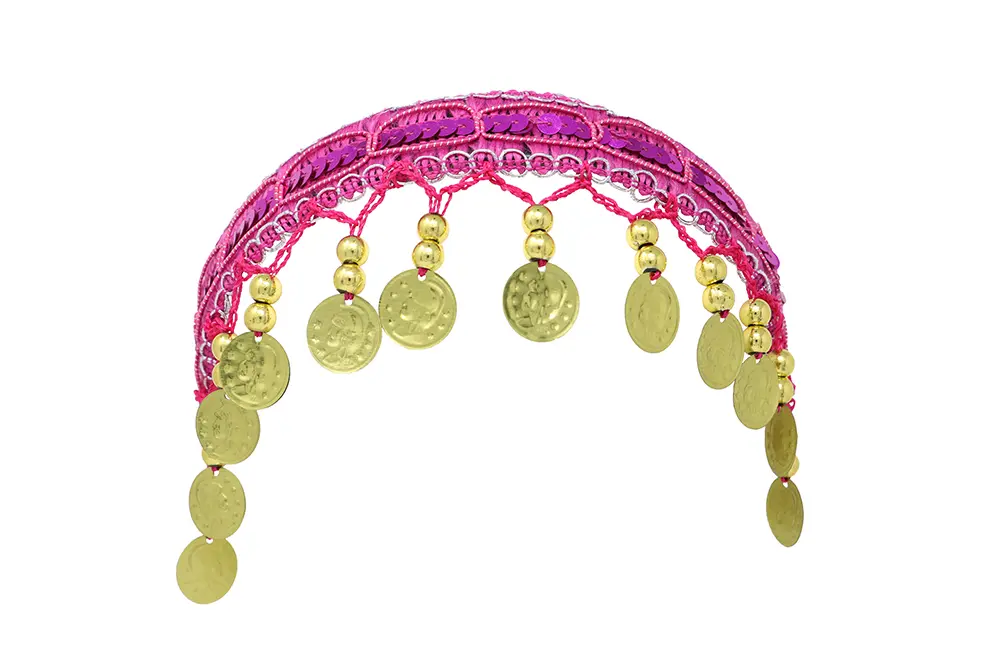 Pandebånd med guldmønter, pink, til voksne