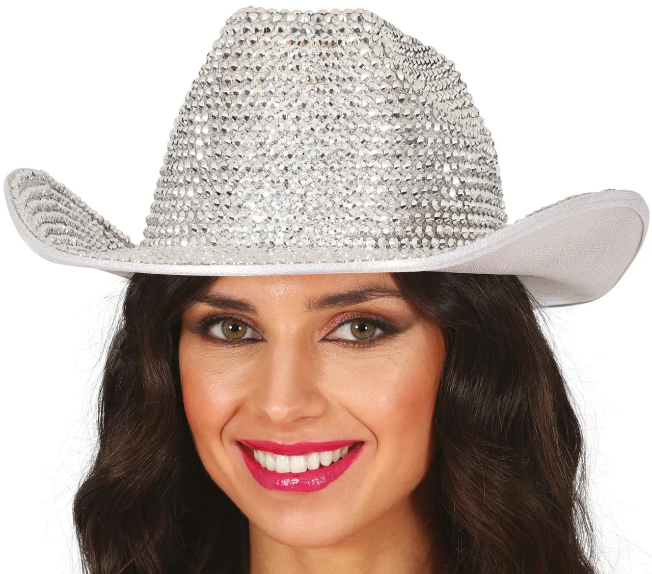 Cowboyhat med sølvglimmer og smykkesten til voksne