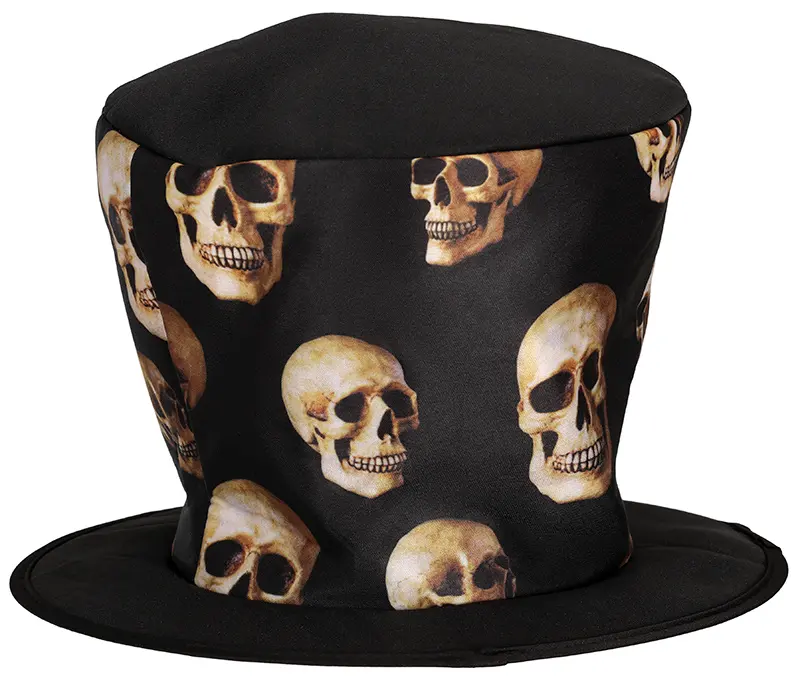 Hat med kranier, sort og beige