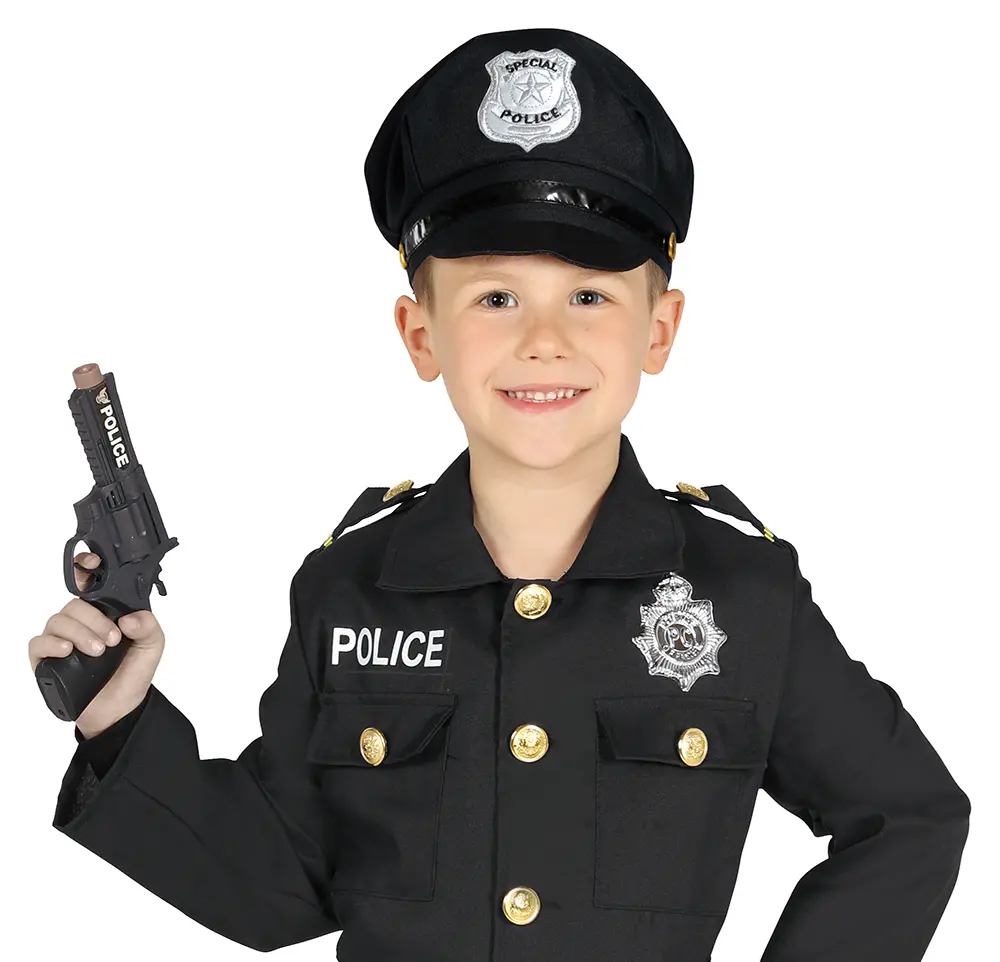 Politikasket i stof, sort, til børn