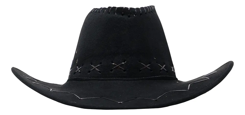 Sort cowboyhat i kunstlæder til børn