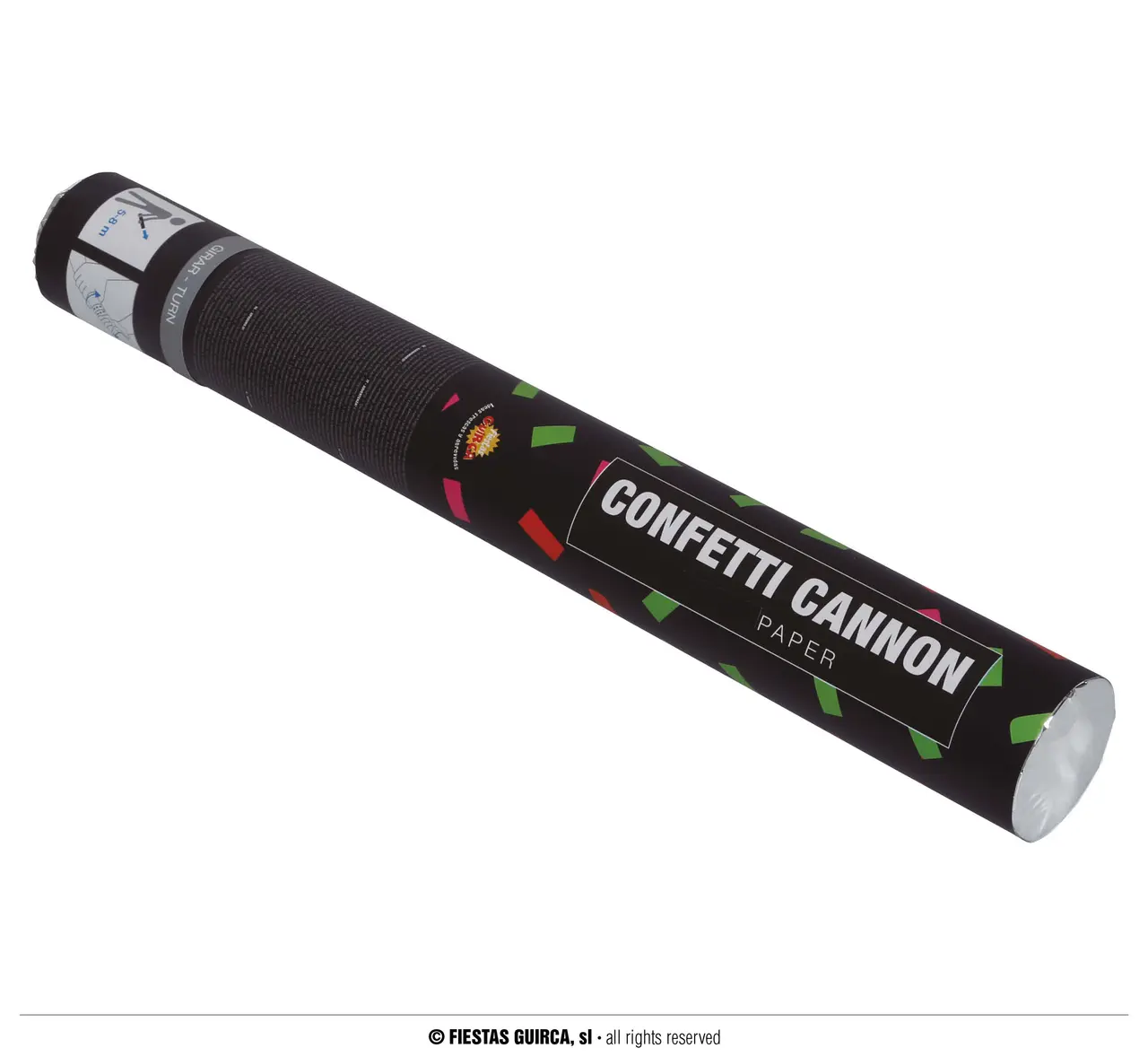 Konfettikanon med flerfarvet papirkonfetti, 40 cm